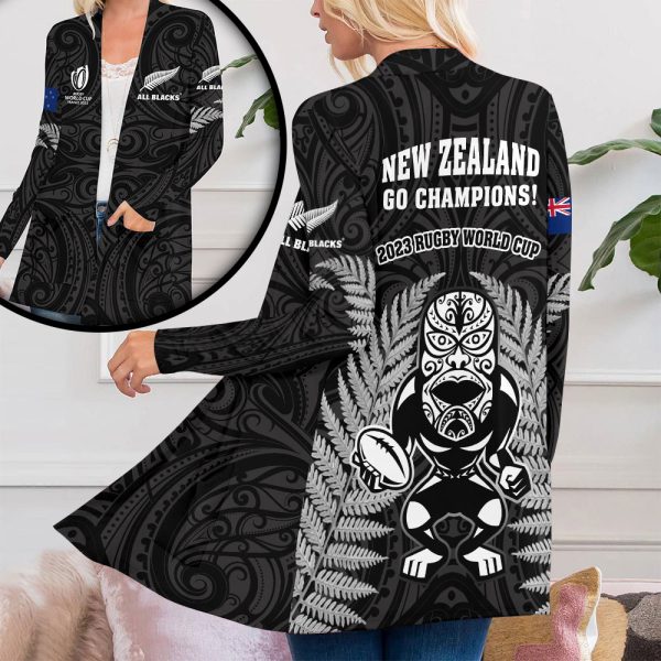 New Zealand National Rugby Union Team All Blacks Women's Patch Pocket Cardigan - VANDH 1438