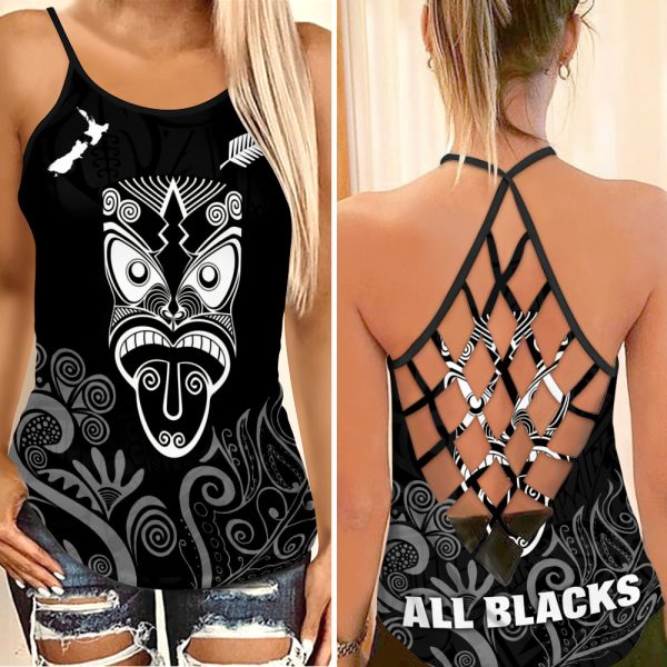 New Zealand National Rugby Union Team All Blacks Criss-Cross Tank Top - VANDH 1369