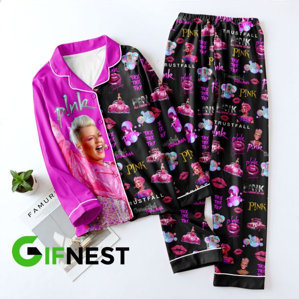 P!nk Button Down Pajamas Set – VANDH 1379