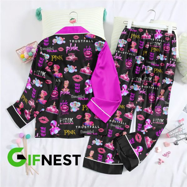 P!nk Button Down Pajamas Set – VANDH 1379