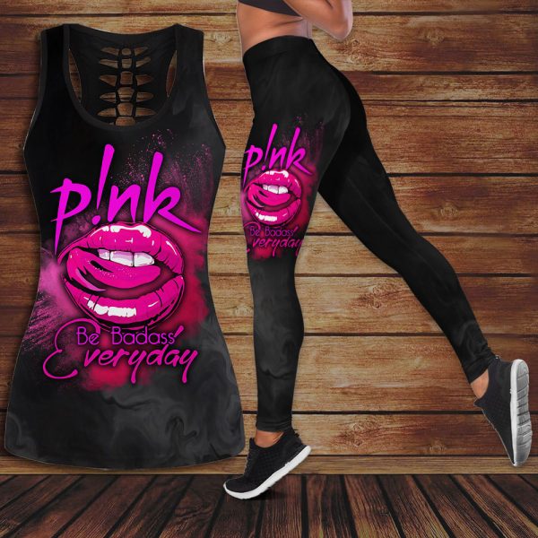 P!nk Hollow Tank Top Leggings - VANDH 1390
