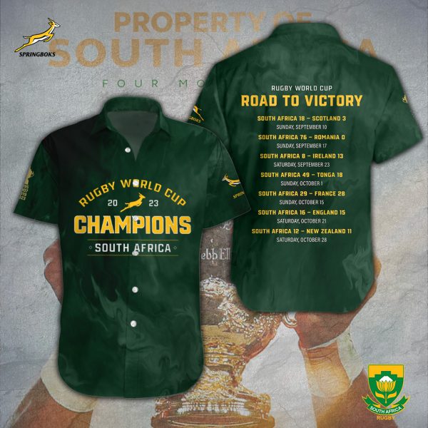 South Africa National Rugby Union Team Springboks Short Sleeve Dress Shirt - TANTN 2954