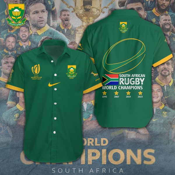 South Africa National Rugby Union Team Springboks Short Sleeve Dress Shirt - TANTN 2958