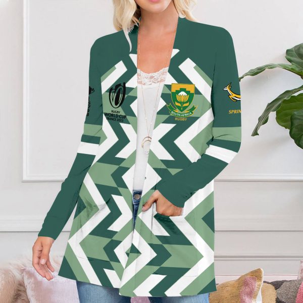 South Africa National Rugby Union Team Springboks Women's Patch Pocket Cardigan - TANTN 2985
