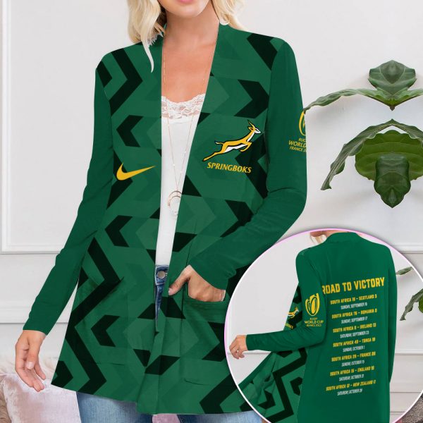 South Africa National Rugby Union Team Springboks Women's Patch Pocket Cardigan - TANTN 2986