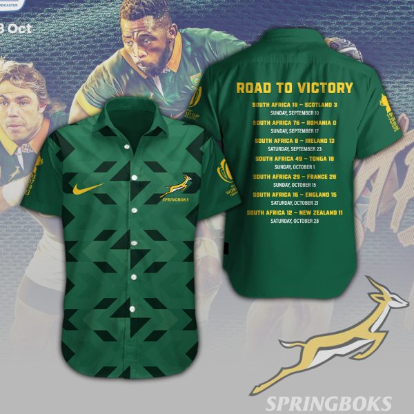 South Africa National Rugby Union Team Springboks Short Sleeve Dress Shirt - TANTN 2968