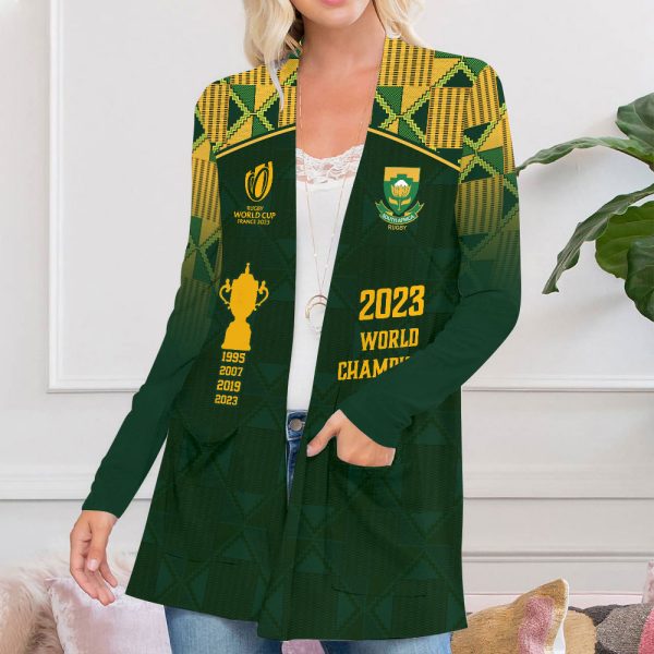 South Africa National Rugby Union Team Springboks Women's Patch Pocket Cardigan - VANDH 1476