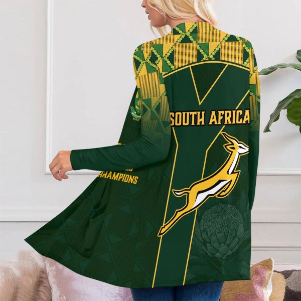 South Africa National Rugby Union Team Springboks Women's Patch Pocket Cardigan - VANDH 1476