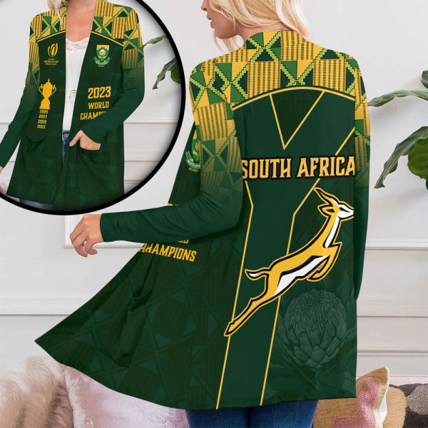 South Africa National Rugby Union Team Springboks Women's Patch Pocket Cardigan - VANDH 1476