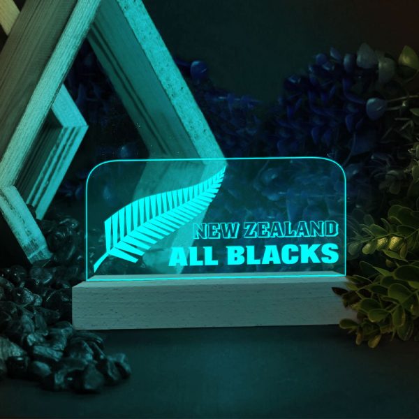 New Zealand National Rugby Union Team All Blacks Led Light with Wooden Base (7 Colors) - VANDH 1233