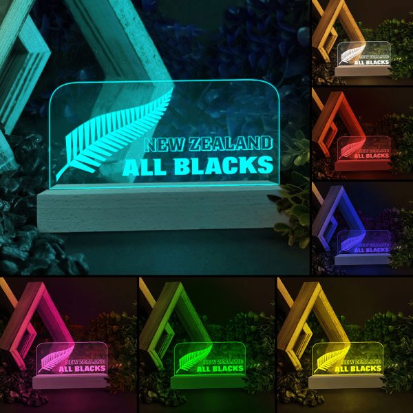 New Zealand National Rugby Union Team All Blacks Led Light with Wooden Base (7 Colors) - VANDH 1233