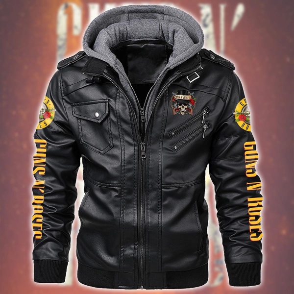 Guns N' Roses 2D Hooded Leather Coat - TANTN 3289