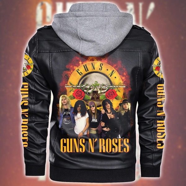 Guns N' Roses 2D Hooded Leather Coat - TANTN 3289