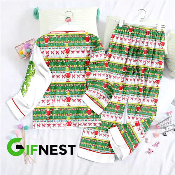 Grinch Button Down Pajamas Set – HOATT 3851