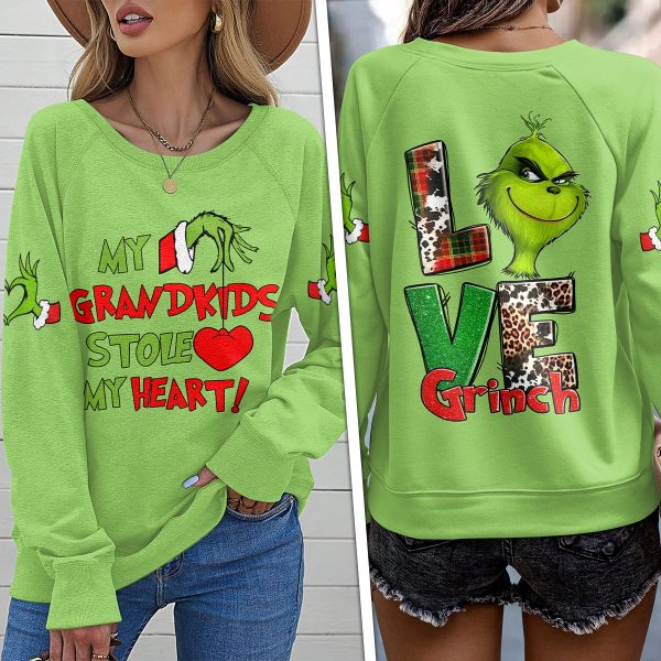 Personalized Grinch Round Neck Raglan Sleeve Sweatshirt – VANDH 1575