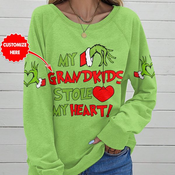 Personalized Grinch Round Neck Raglan Sleeve Sweatshirt – VANDH 1575