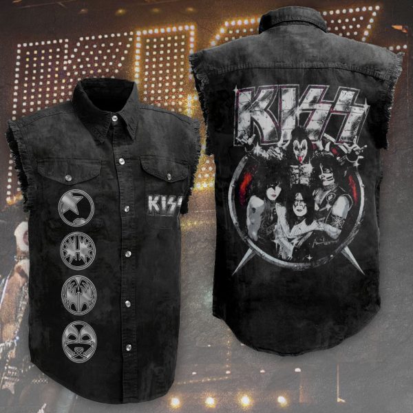 Kiss Band 3D Lightweight Sleeveless Denim Shirt - HOATT 3854