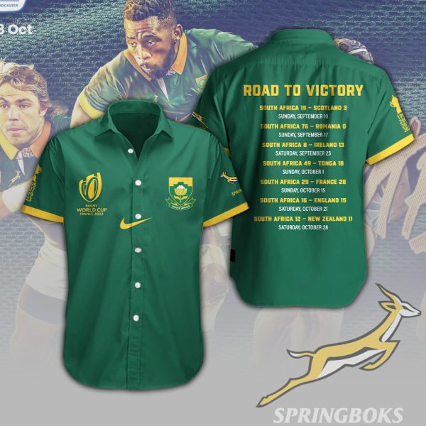 South Africa National Rugby Union Team Springboks Short Sleeve Dress Shirt - TANTN 2969