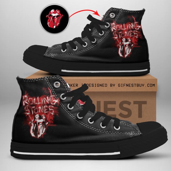 The Rolling Stones High Top Canvas Shoes - TANTN 3077