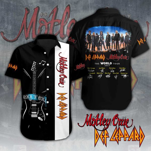 Mötley Crüe x Def Leppard Short Sleeve Dress Shirt - ANHNV 3368