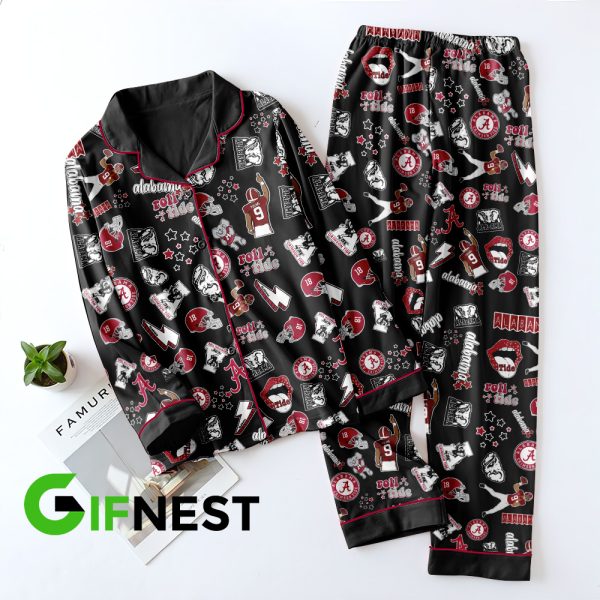 Alabama Crimson Tide Football Button Down Pajamas Set – TANTN 3627