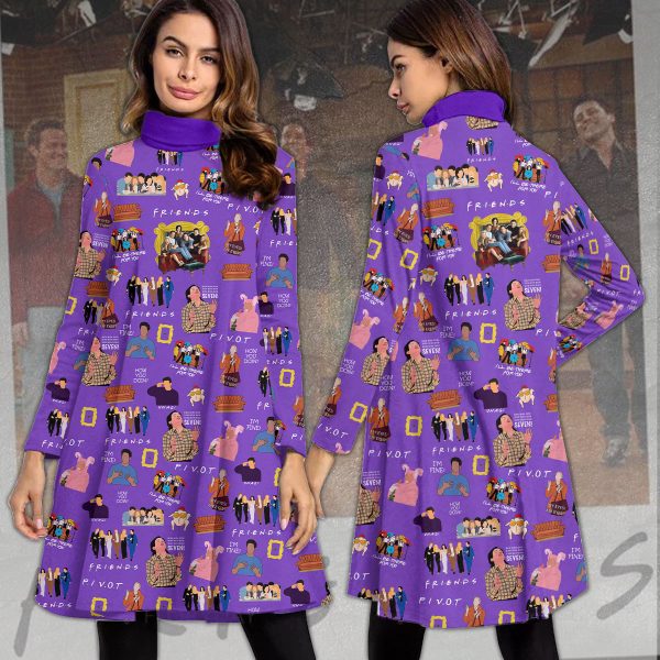 Friends 3D High Neck Dress With Long Sleeve - VANDH 1756