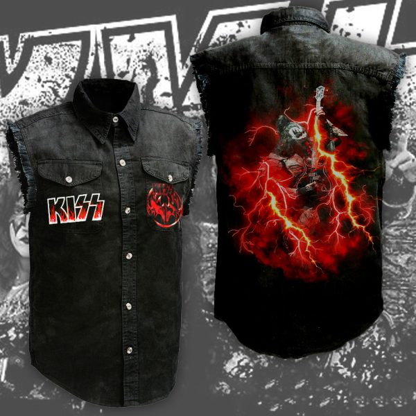 Kiss Band 3D Lightweight Sleeveless Denim Shirt - NGHIAVT 1203