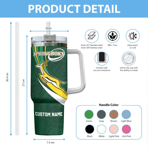 Personalized South Africa National Rugby Union Team Springboks 40oz Stanley Tumbler - VANDH 1878