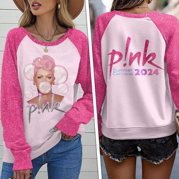 P!nk Round Neck Raglan Sleeve Sweatshirt – MAITM 5625