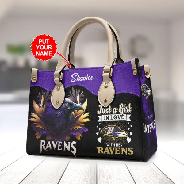 Personalized Baltimore Ravens Leather HandBag - VANDH 2302