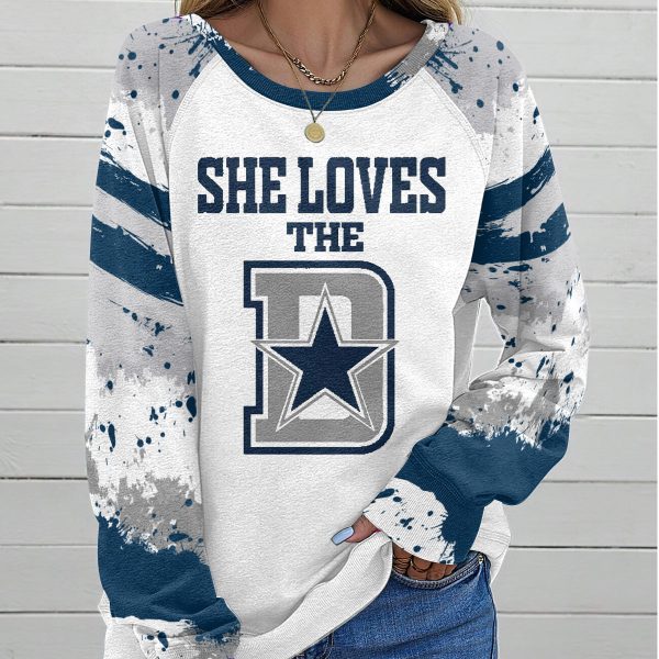 Dallas Cowboys Round Neck Raglan Sleeve Sweatshirt – VANDH 2114