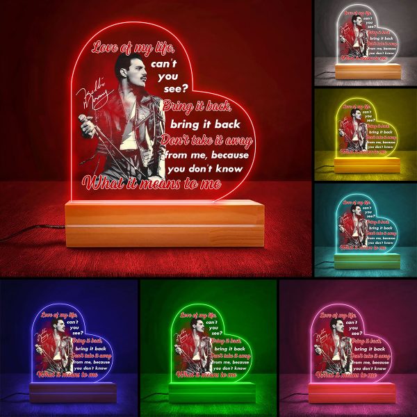 Freddie Mercury Led Light with Wooden Base (7 Colors) - MAITM 5341