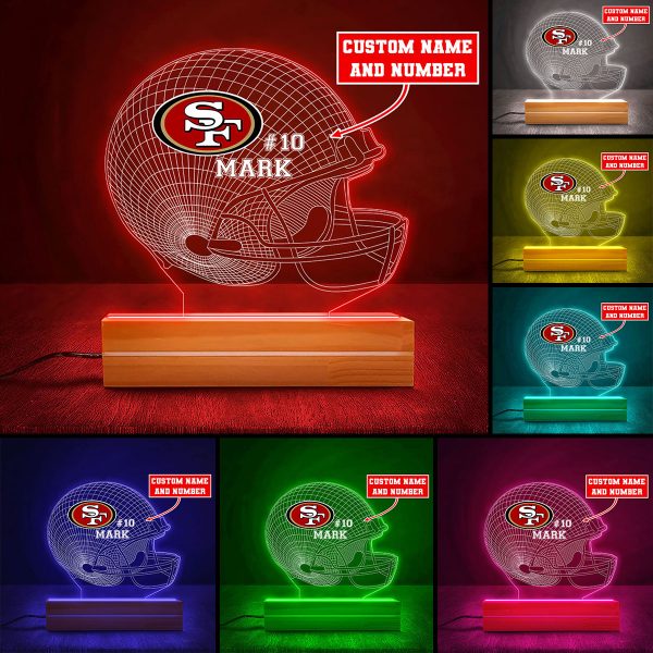 Personalized San Francisco 49ers Led Light with Wooden Base (7 Colors) - VANDH 2327