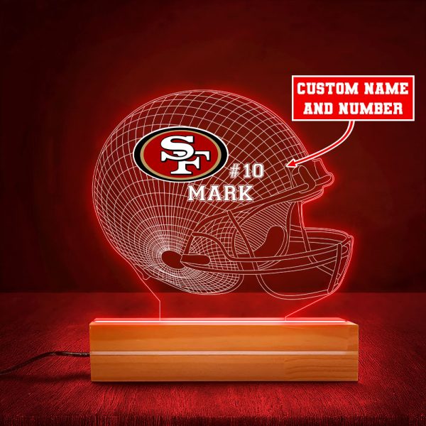 Personalized San Francisco 49ers Led Light with Wooden Base (7 Colors) - VANDH 2327