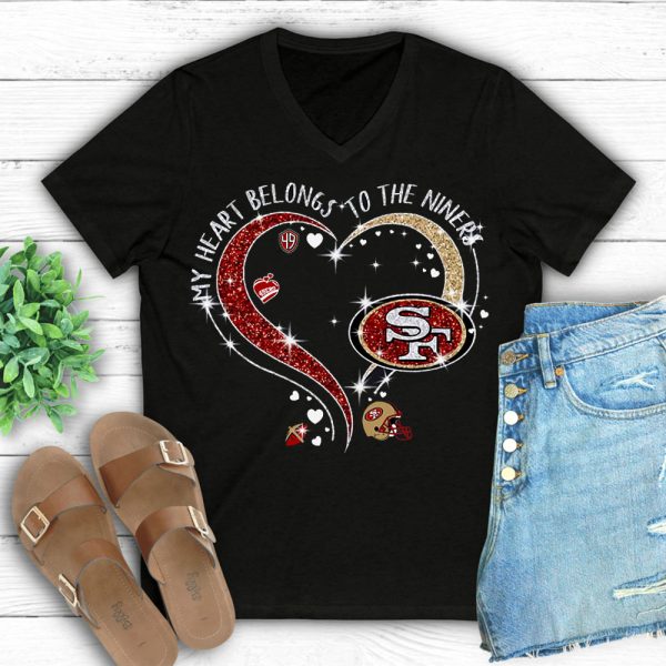 San Francisco 49ers 3D Women’s V-neck T-Shirt - TANTN 4277