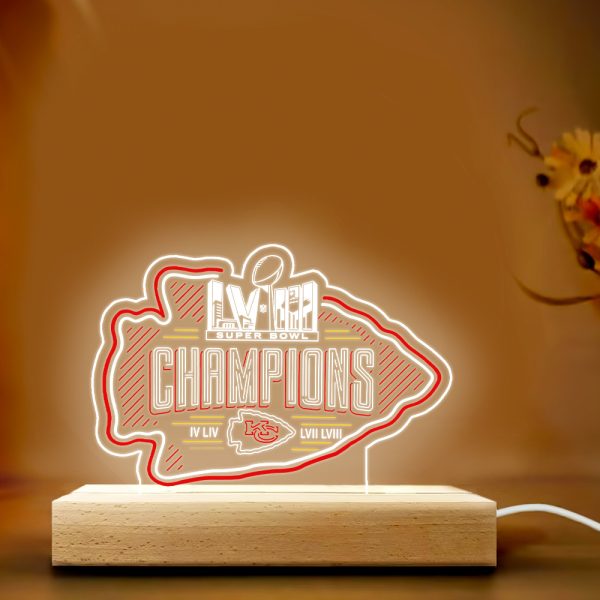 Kansas City Chiefs Led Light with Wooden Base (7 Colors) - TANTN 4444