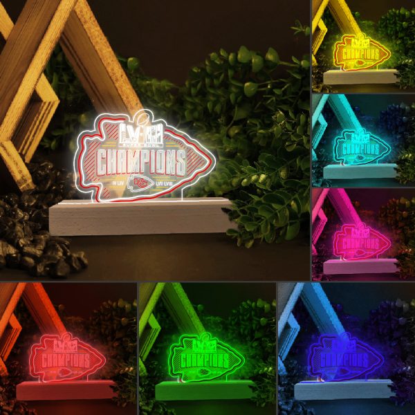 Kansas City Chiefs Led Light with Wooden Base (7 Colors) - TANTN 4444