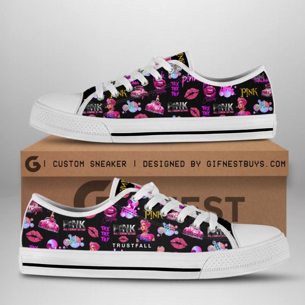 P!nk Low Top Canvas Shoes - VANDH 2442