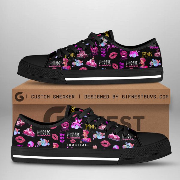 P!nk Low Top Canvas Shoes - VANDH 2442
