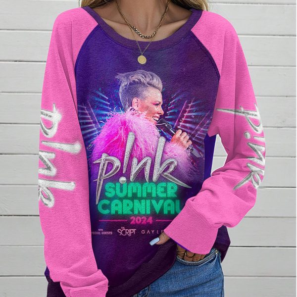 P!nk Round Neck Raglan Sleeve Sweatshirt – MAITM 6162
