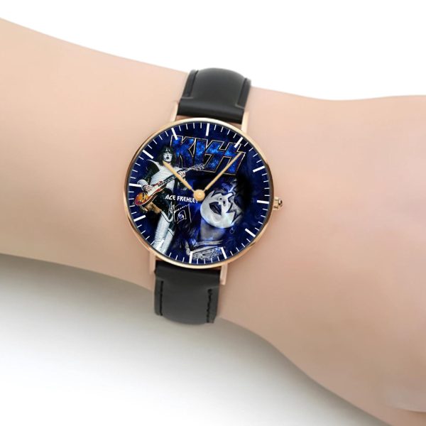 Kiss Band Black Stitched Leather Watch - HOATT 4509