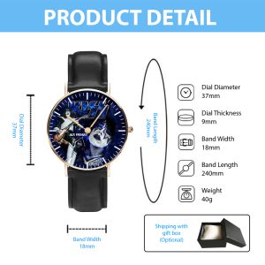 Kiss Band Black Stitched Leather Watch - HOATT 4509