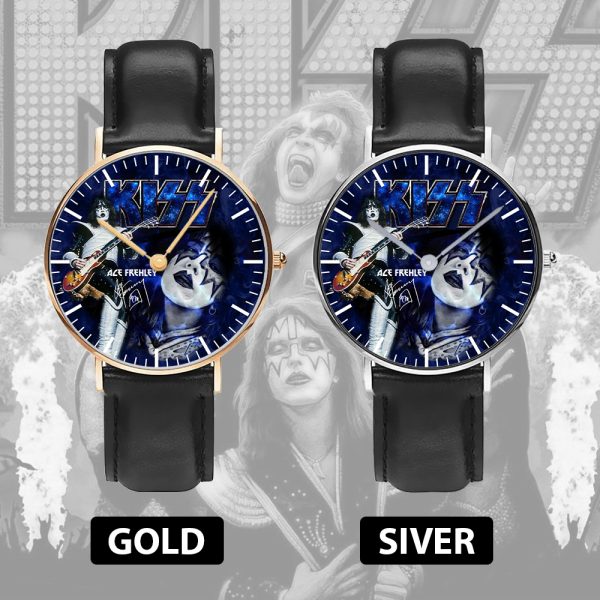 Kiss Band Black Stitched Leather Watch - HOATT 4509