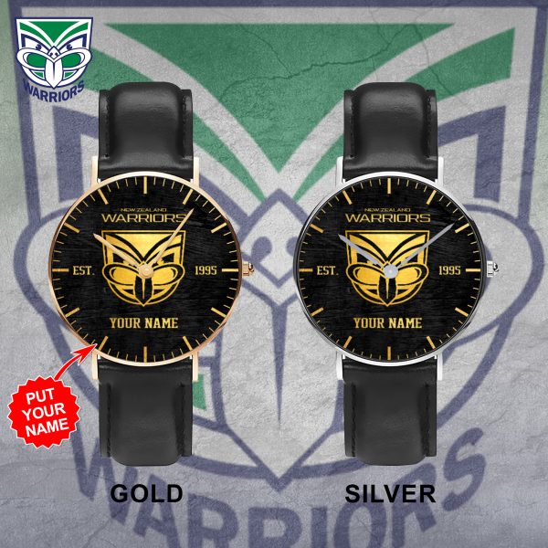 Personalized New Zealand Warriors Black Stitched Leather Watch - TANTN 5077