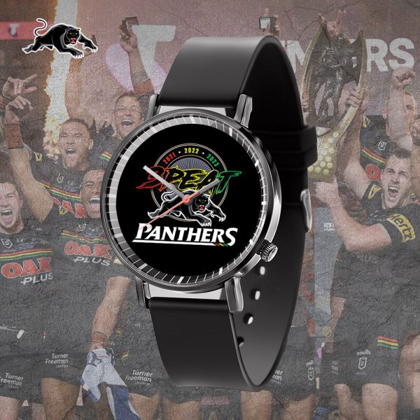 Penrith Panthers Black Leather Watch - TANTN 4758