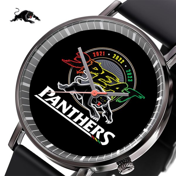 Penrith Panthers Black Leather Watch - TANTN 4758
