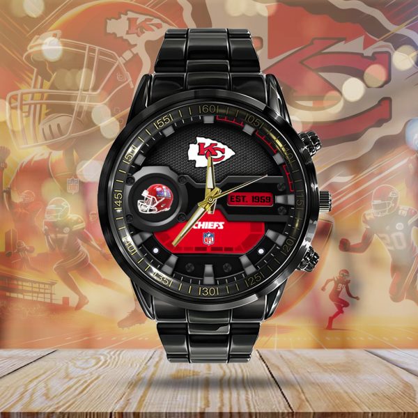 Kansas City Chiefs Black Stainless Steel Watch - MAITM 6230