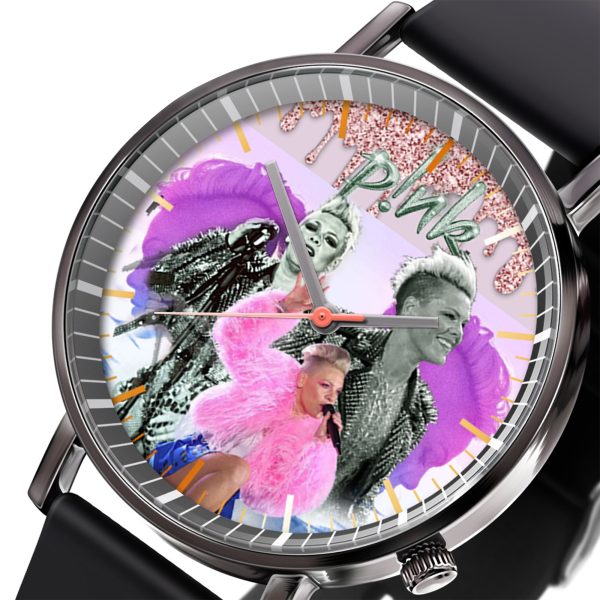 P!nk Black Leather Watch - MAITM 6172
