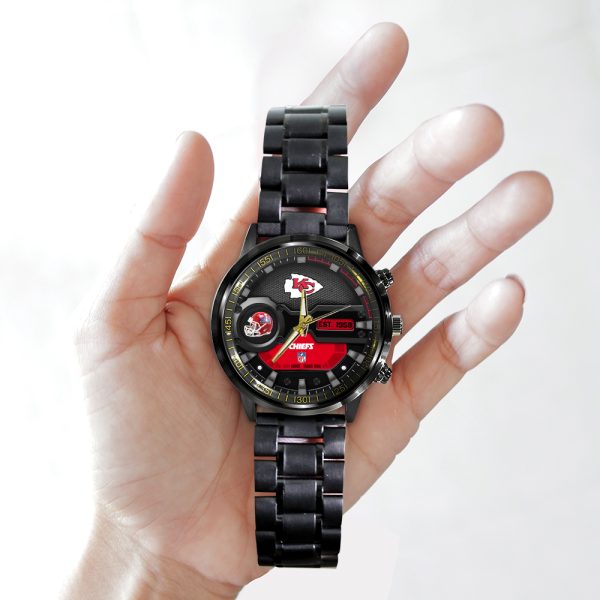 Kansas City Chiefs Black Stainless Steel Watch - MAITM 6230