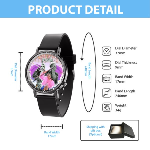 P!nk Black Leather Watch - MAITM 6172